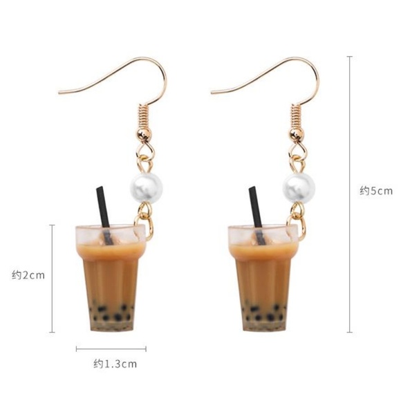 ❤️️NEW UNIQUE Cute Milk Tea Handmade Earrings J5 - Picture 4 of 5